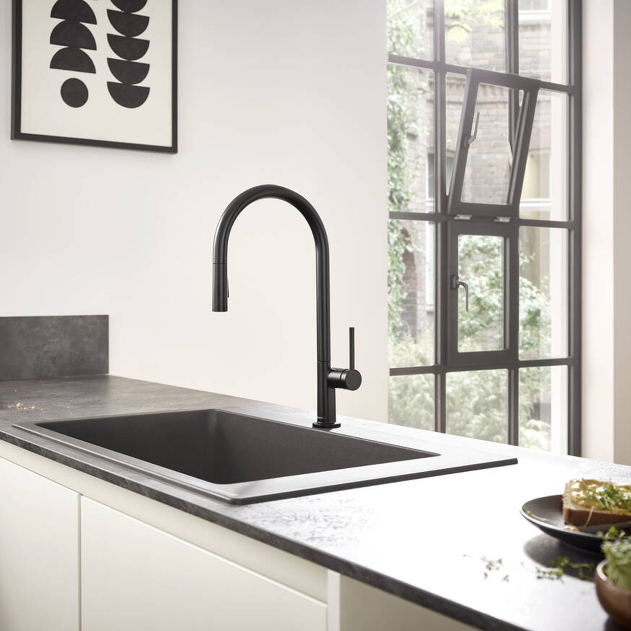 Hansgrohe Talis M54 210 2jet robinet de cuisine avec douchette extractible noir mat