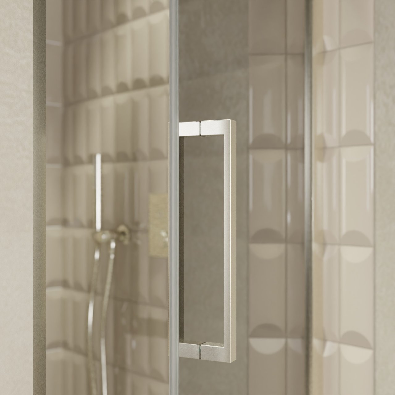 Balmani Senses Design porte pivotante à droite 90 cm x 210 cm verre Miroir Reflex, Profil Brushed CoolMetal, coating inclus