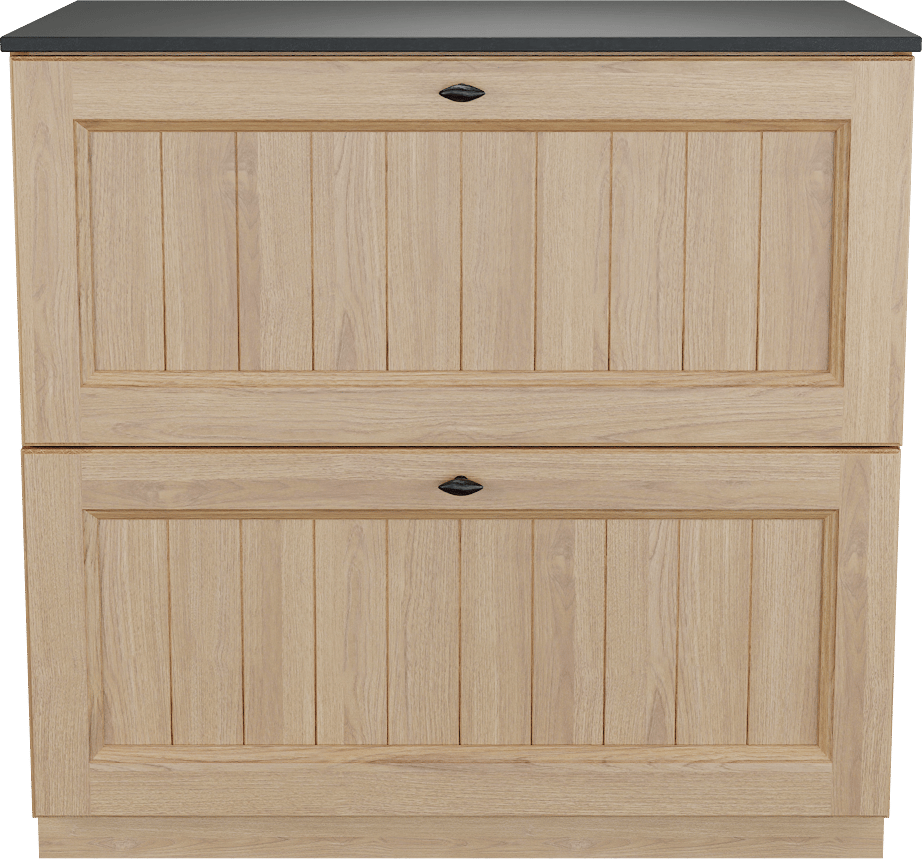 Balmani Lemon staand badkamermeubel 90 x 55 cm, fineer natuur eik met Stretto enkel tablet in graniet zwart