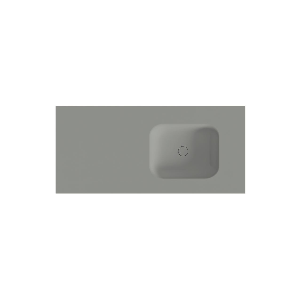 Balmani Tablo Arcato asymmetrisch rechtse wastafel met afvoerplug mat steengrijze Solid Surface 120 x 55 cm
