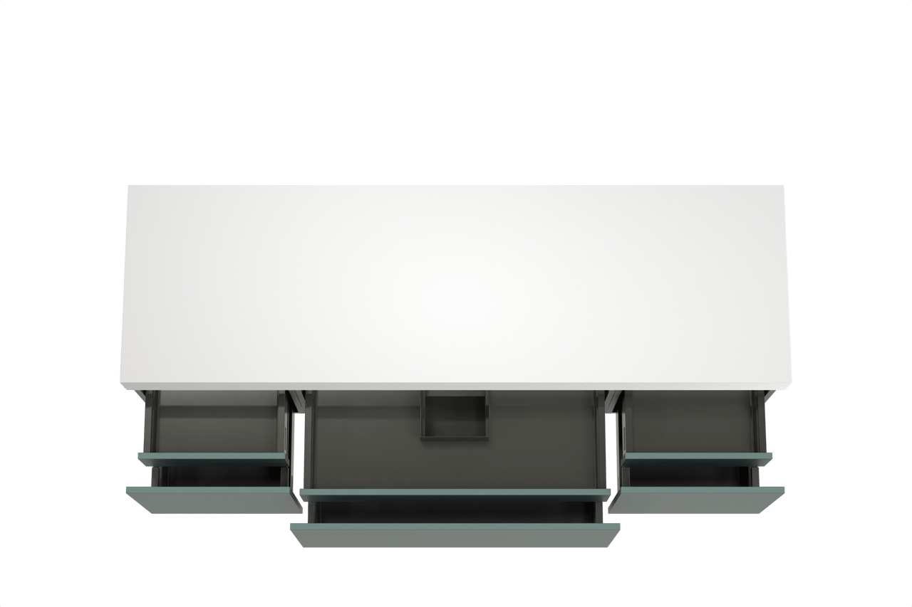 Balmani Sfera by Lucida zwevend badkamermeubel 180 x 55 cm forest met Dominus enkel of dubbel tablet in solid surface mat wit