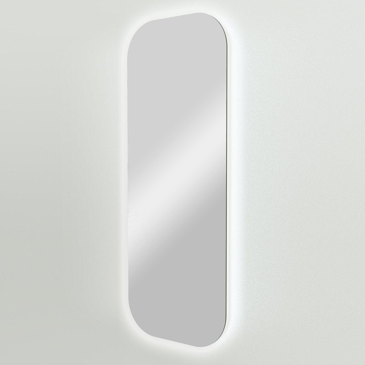 Balmani Giro Arcato Badspiegel mit Beleuchtung: Abgerundete Ecken, 41 x 108 cm, mit Anti-Beschlag Spiegelheizung