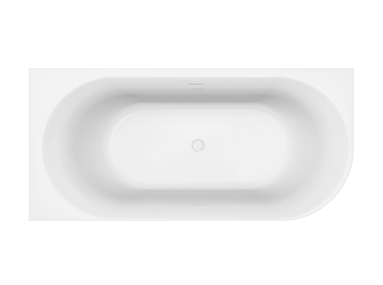 Luca Varess Otello baignoire d'angle gauche double 180 x 85 cm acrylique blanc mat, bonde incluse