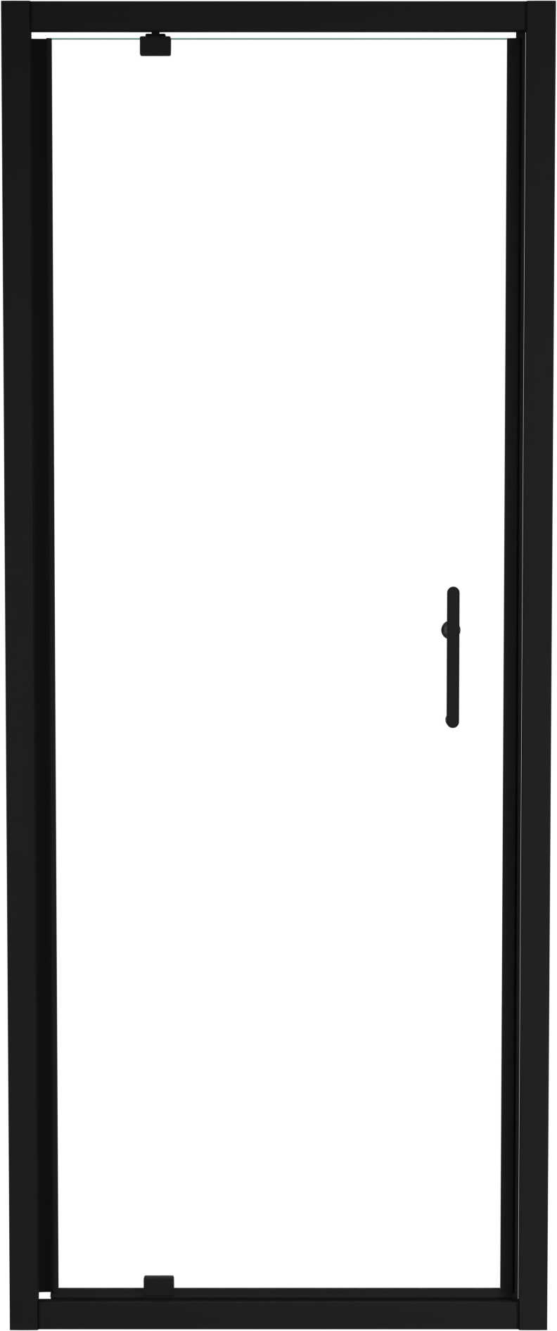 Linie Cadiz porte pivotante 80 cm x 190 cm verre transparent profil noir mat
