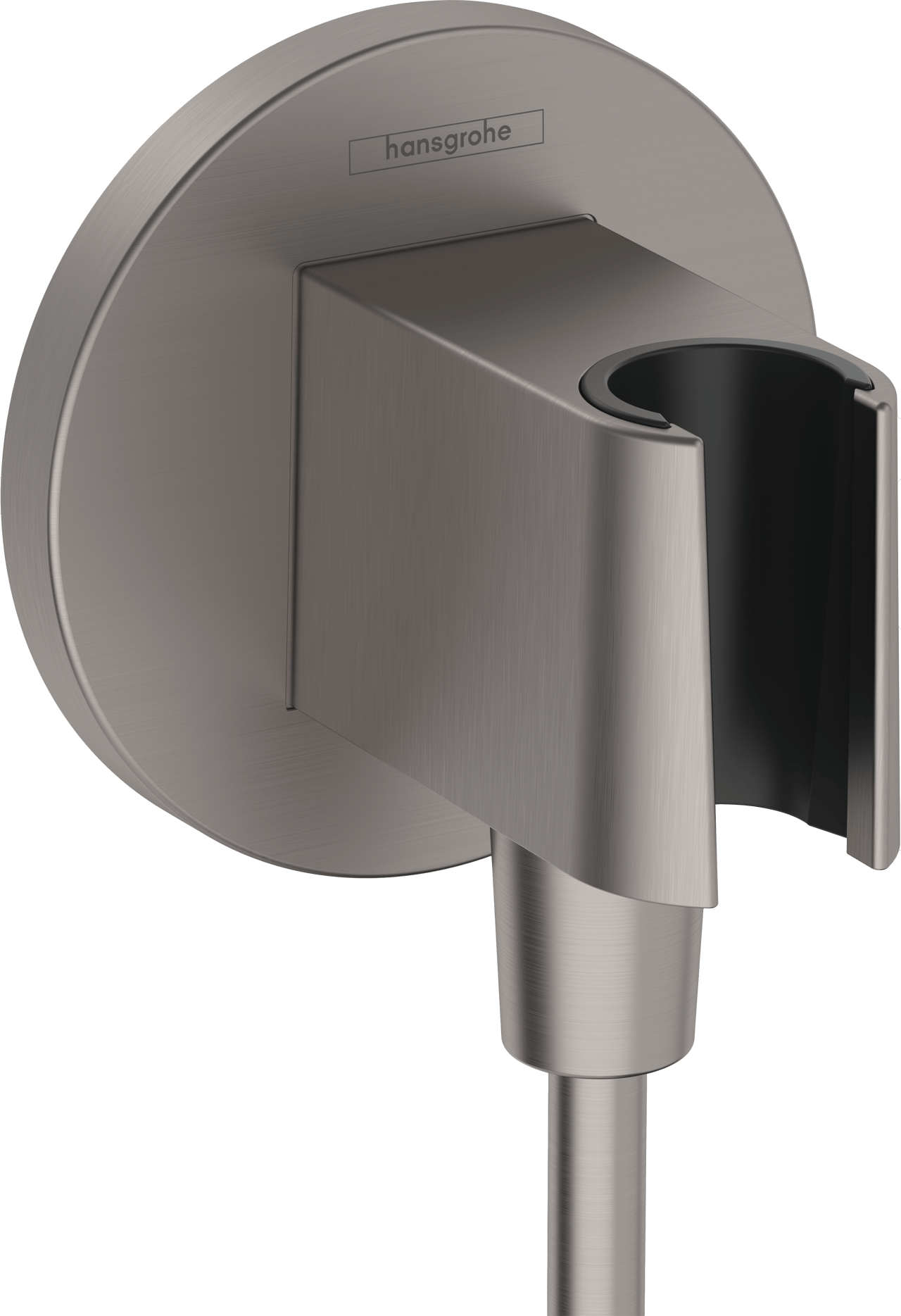 Hansgrohe FixFit Porter S Support mural douchette avec coude de raccordement 1/2" Brushed Black Chrome
