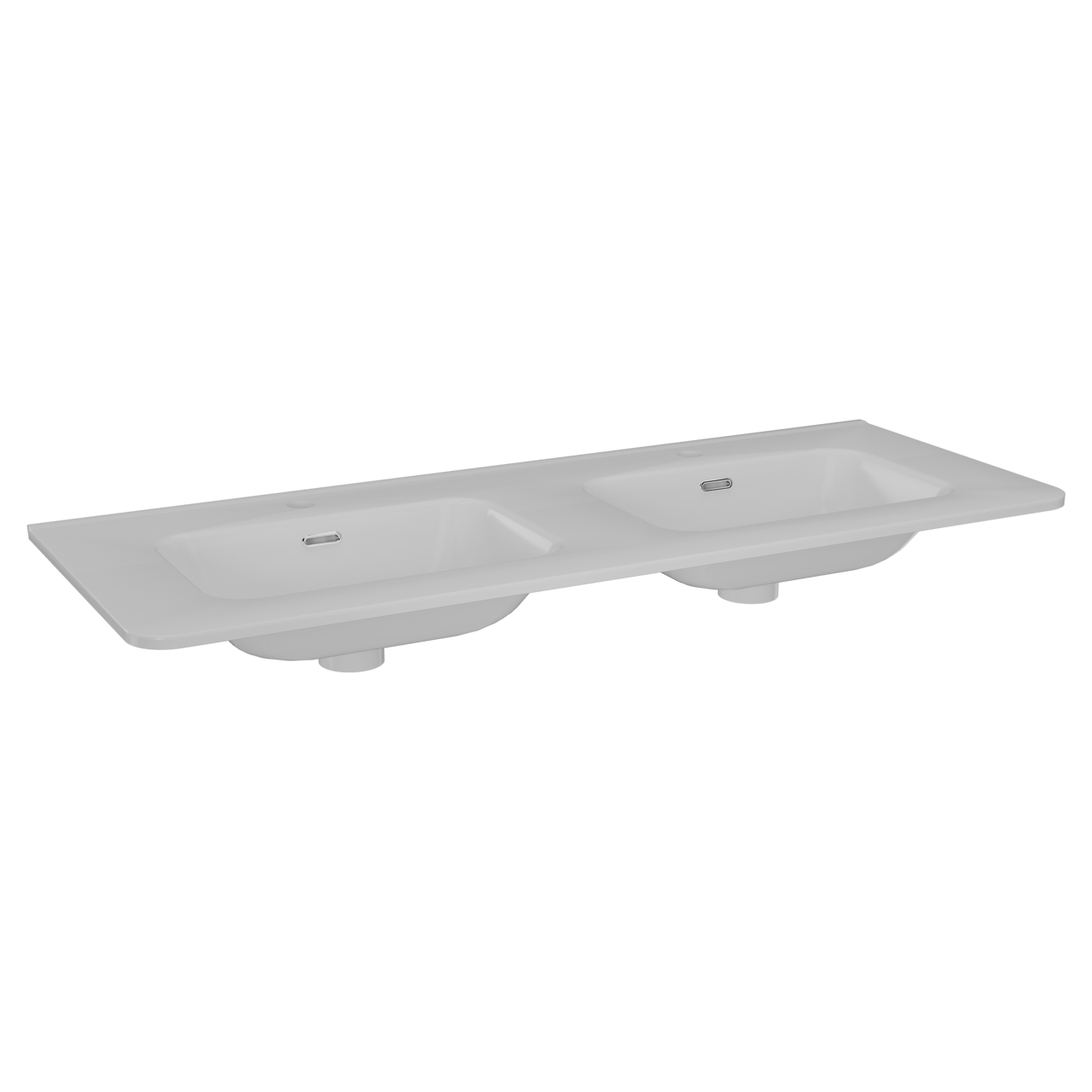 Linie Baro Curvo Doppelwaschtisch, Keramik Weiß Glänzend, 120 x 46 cm