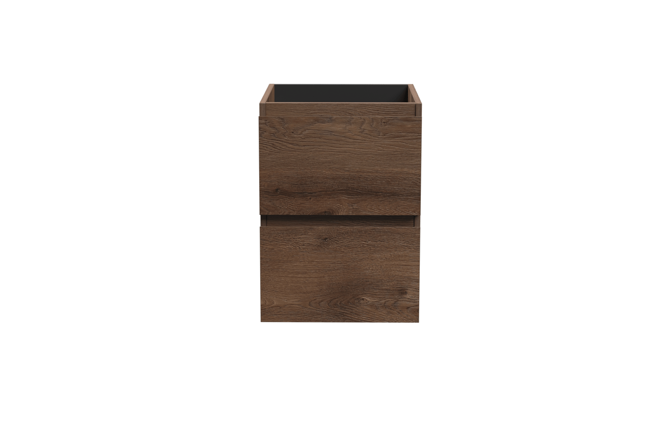 Linie Lado zwevende wastafelonderkast 40 x 46 cm bruine eik 2 lades