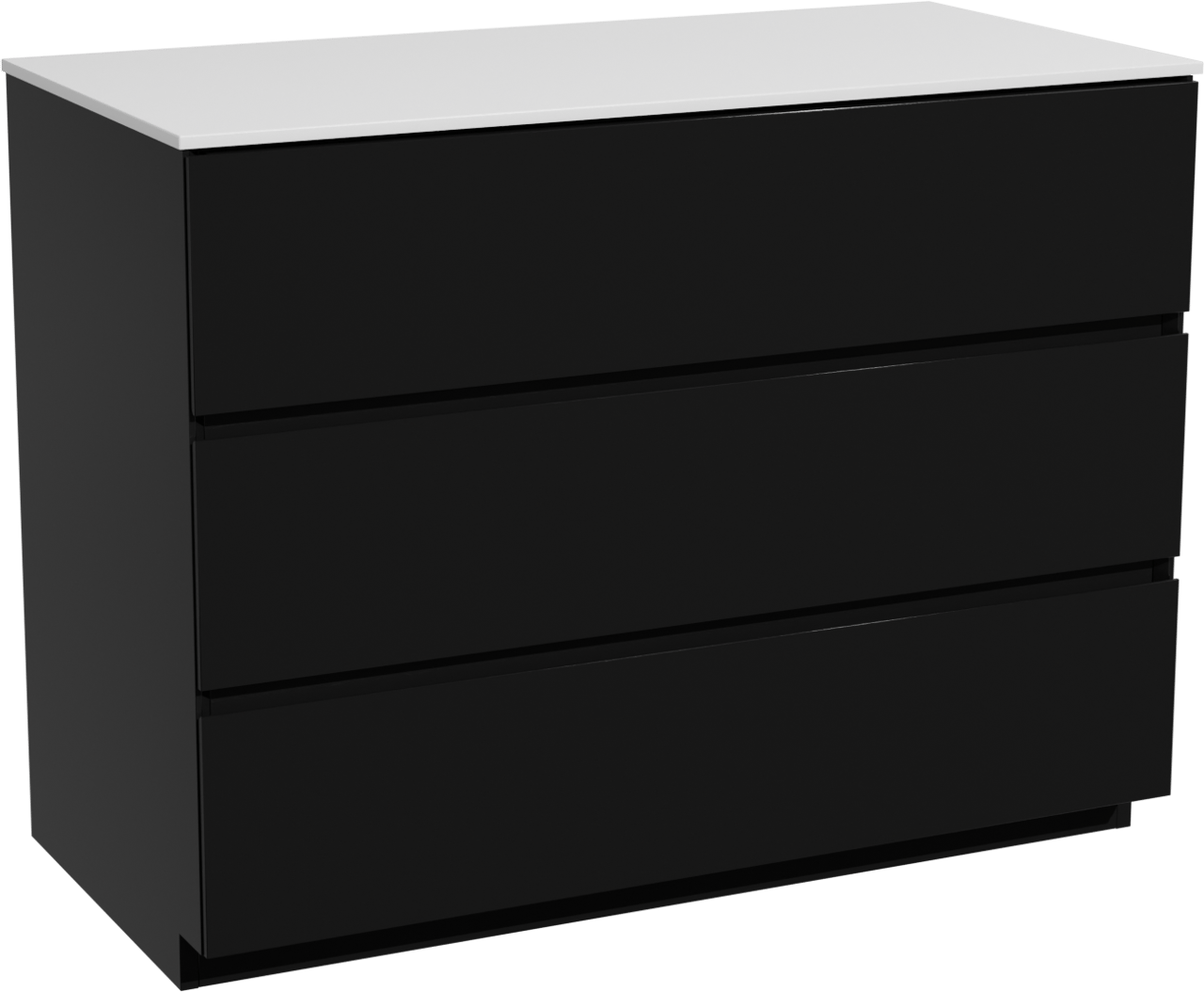 Storke Edge staand badmeubel 105 x 52 cm mat zwart met Tavola enkel wastafelblad in solid surface mat wit