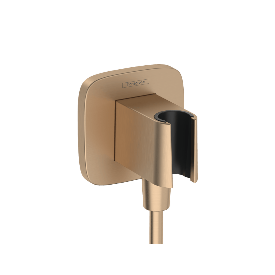 Hansgrohe FixFit Porter Q Support mural douchette avec coude de raccordement 1/2" Brushed Bronze