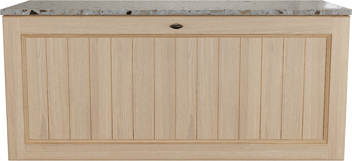 Balmani Lemon zwevend badmeubel 120 x 55 cm, fineer naturel eiken met Stretto enkel of dubbel wastafelblad in greige terrazzo