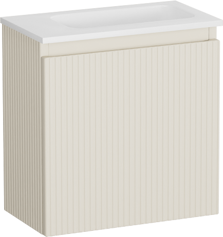 Storke Ribs meuble wc suspendu 40 x 22 cm Sand mat avec Fina plan vasque en Solid Surface blanc mat