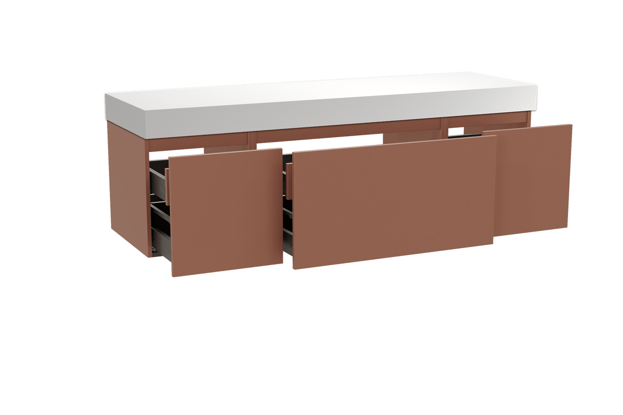 Balmani Sfera by Lucida zwevend badmeubel 180 x 55 cm cotto met Dominus enkel of dubbel wastafelblad in solid surface mat wit