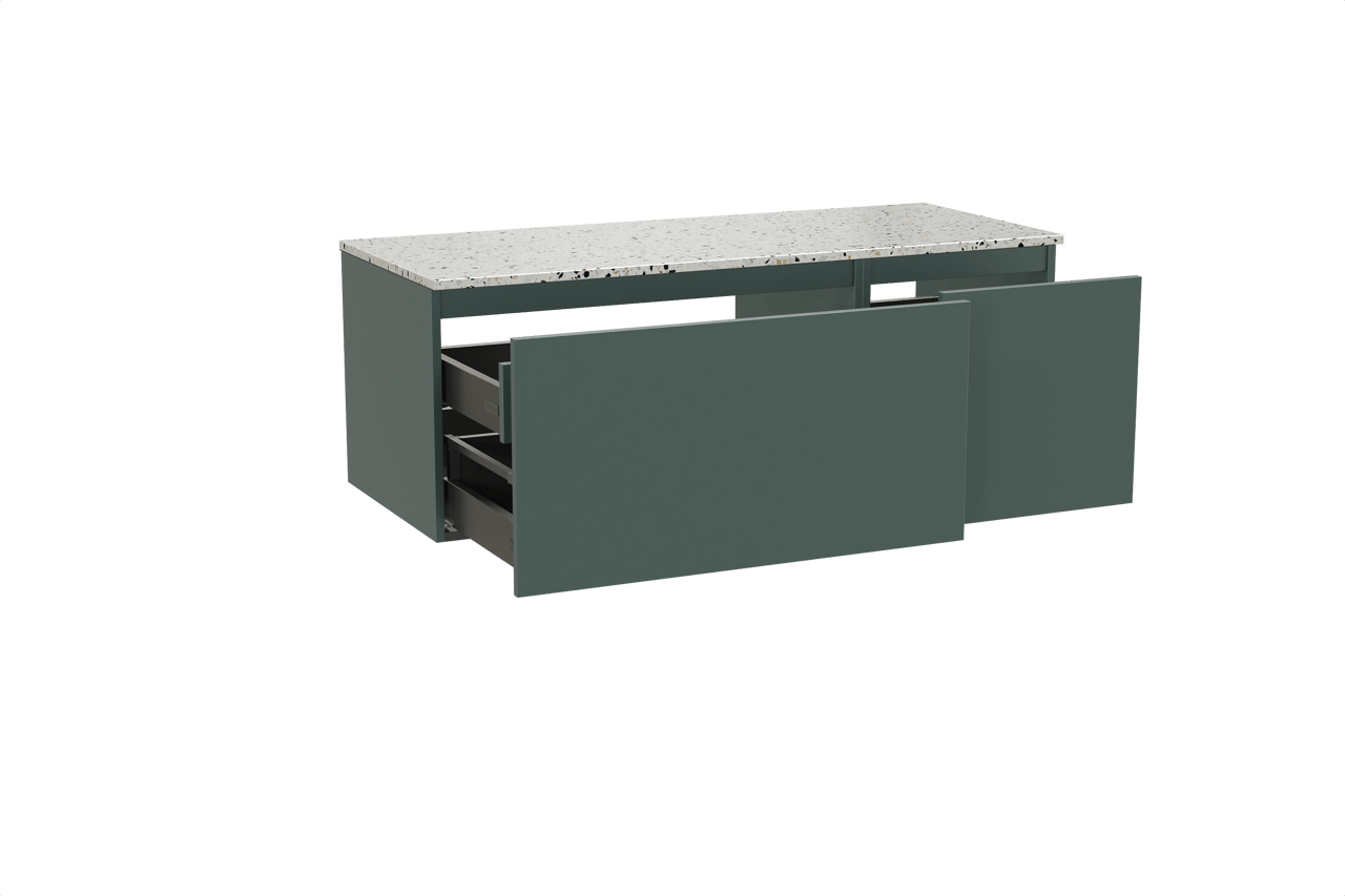 Balmani Sfera by Lucida meuble salle de bains suspendu 135 x 55 cm forest avec Stretto tablette simple ou double en blanc/noir mat terrazzo