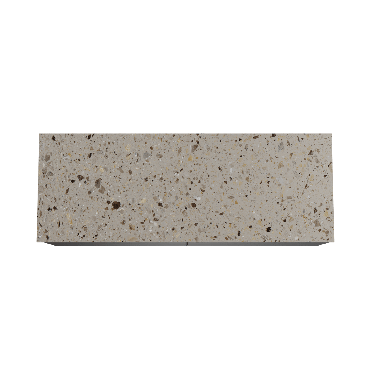 Balmani Mitra hängendes Möbelstück Set: 150 x 55 cm, Schwarz matt, mit Stretto Einzel- oder Doppel Waschtischplatte, Terrazzo in Greige