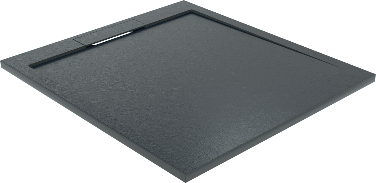 Balmani Indus douchebak 100 x 90 cm composietmarmer grafietgrijs leisteenstructuur
