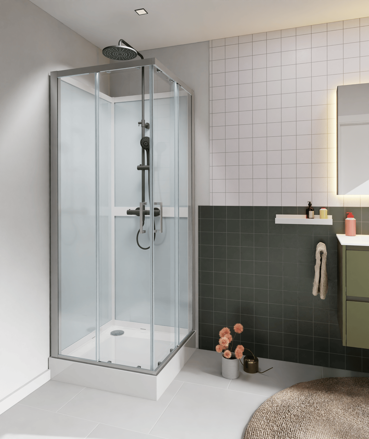 Luca Varess Talan complete douchecabine met schuifdeuren 80 x 80 cm helder glas mat chroom profiel