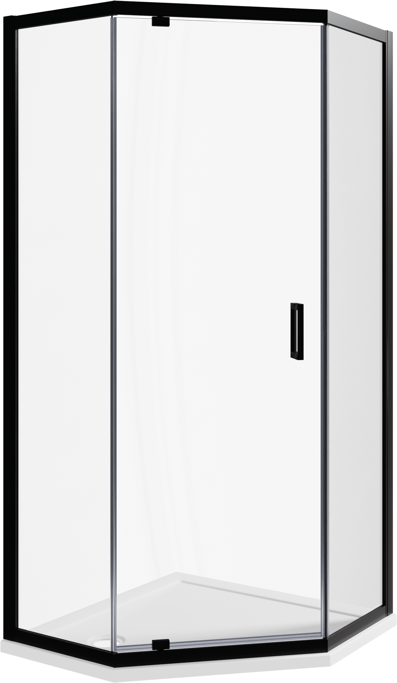 Luca Varess Vidor paroi de douche pentagone 90 x 90 cm verre transparent profil noir mat