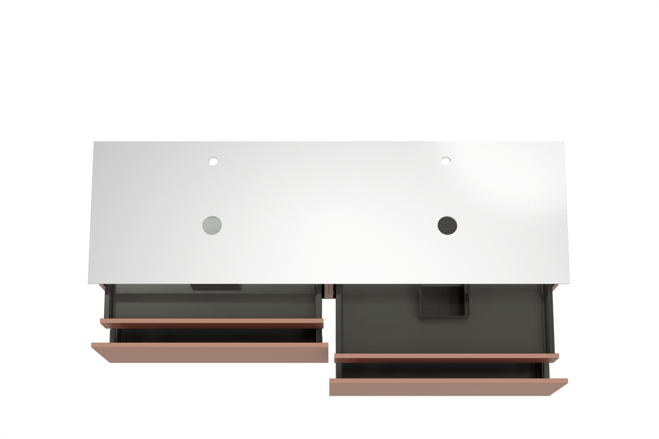 Balmani Sfera by Lucida meuble salle de bains suspendu 180 x 55 cm cotto avec Facetta tablette double en solid surface blanc mat