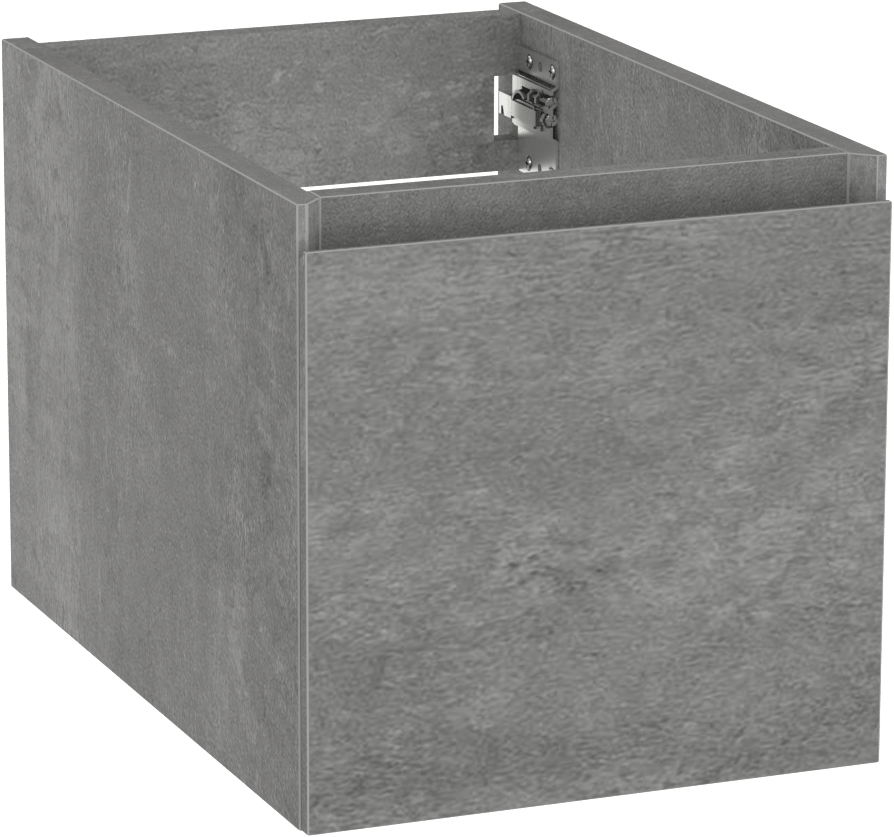Storke Edge hängender Waschbeckenunterschrank: 35 x 52 cm, Beton dunkelgrau, 1 Schublade