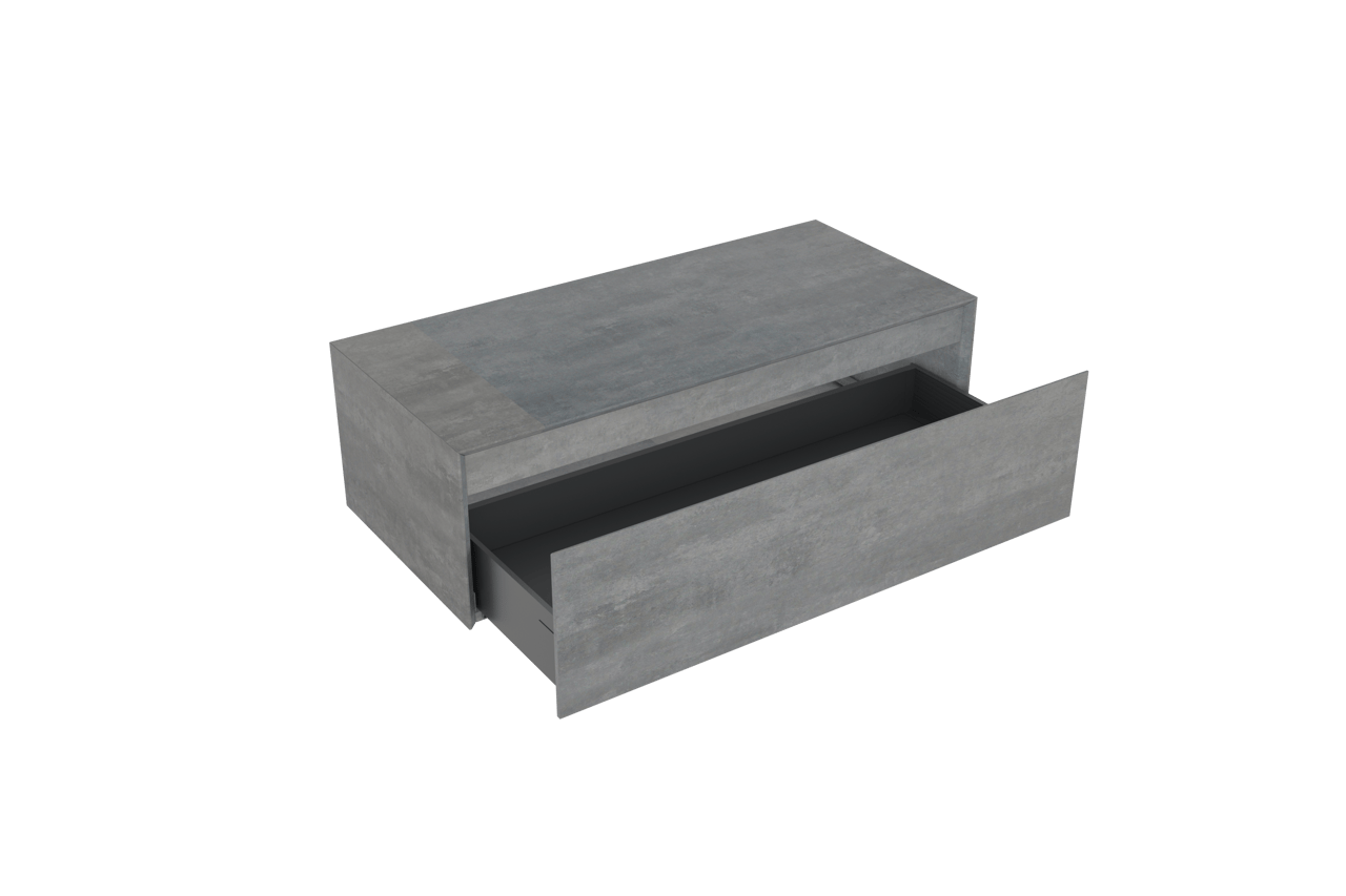 Storke Edge Modulo hängender Waschbeckenunterschrank: 105 x 48 cm, Beton dunkelgrau, 1 Schublade