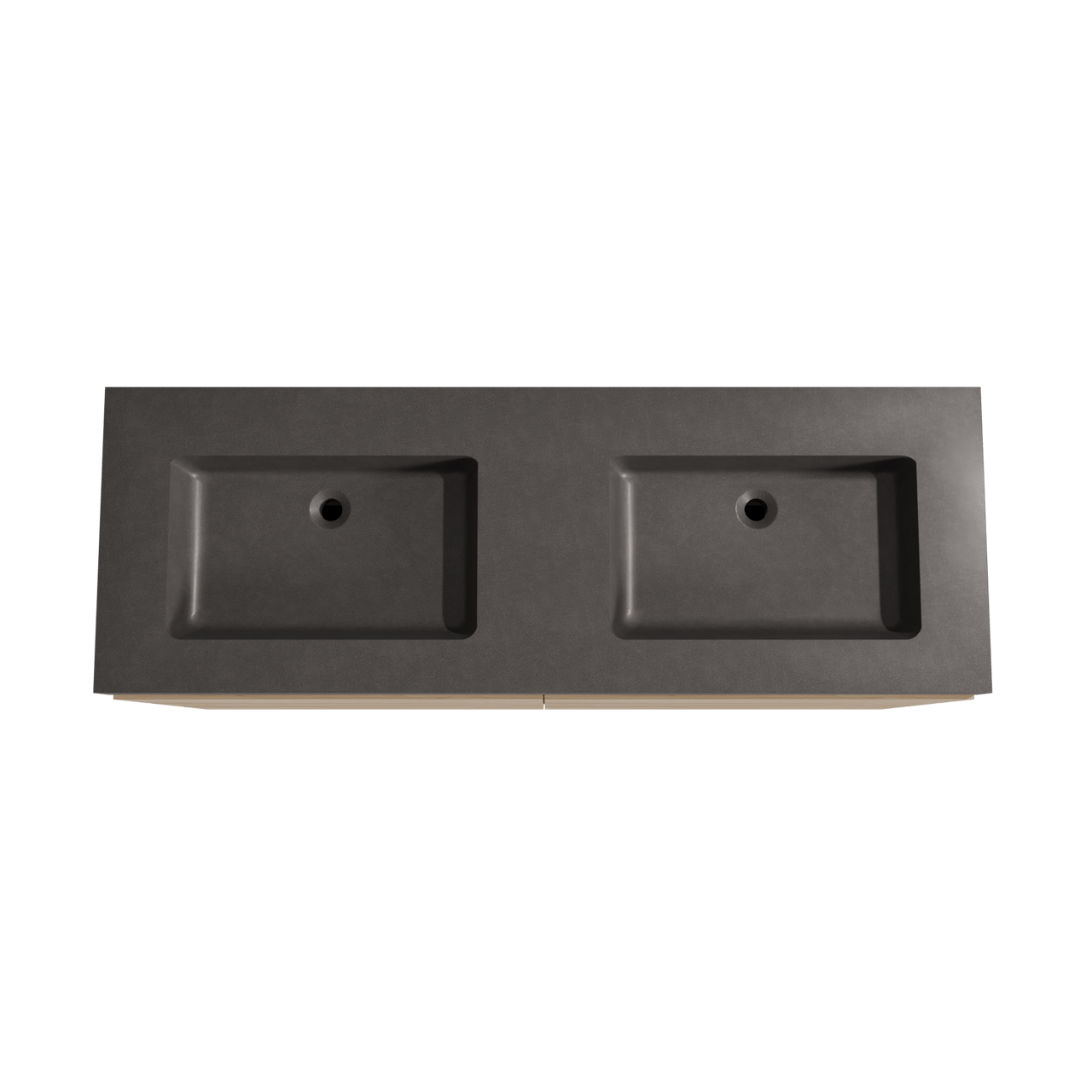 Storke Edge staand badkamermeubel 150 x 52 cm ruwe eik met Scuro High dubbele wastafel in kwarts mat zwart