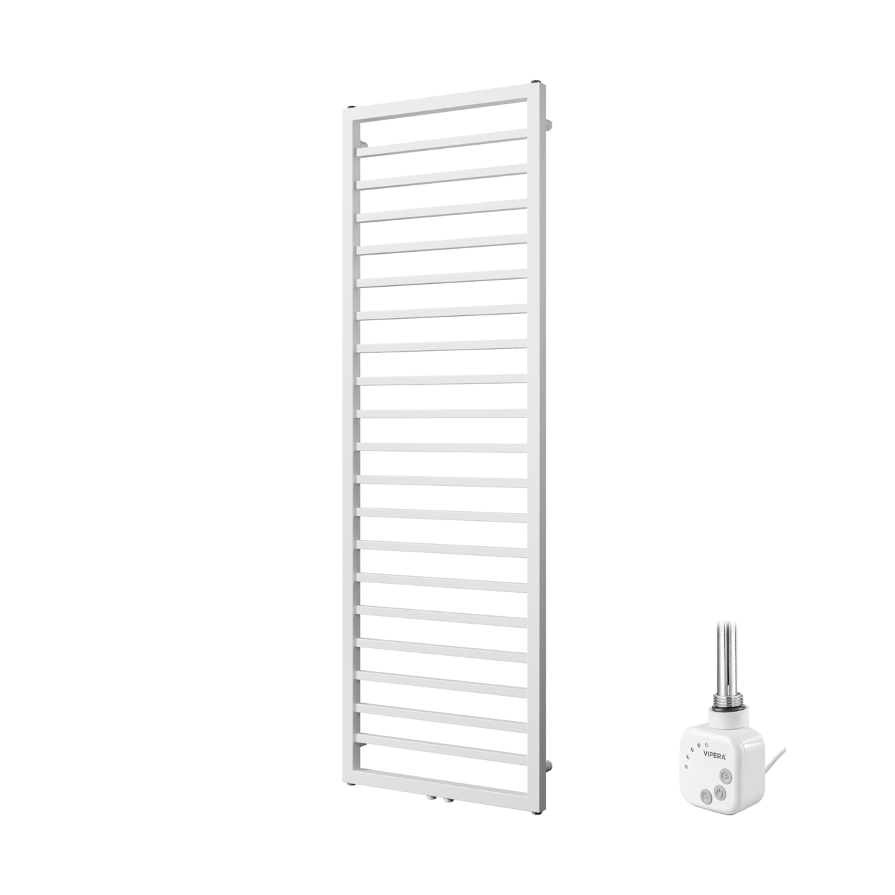Vipera Listona enkele handdoekradiator 50 x 180 cm elektrische verwarming mat wit zij- en middenaansluiting 800W, weerstand inbegrepen