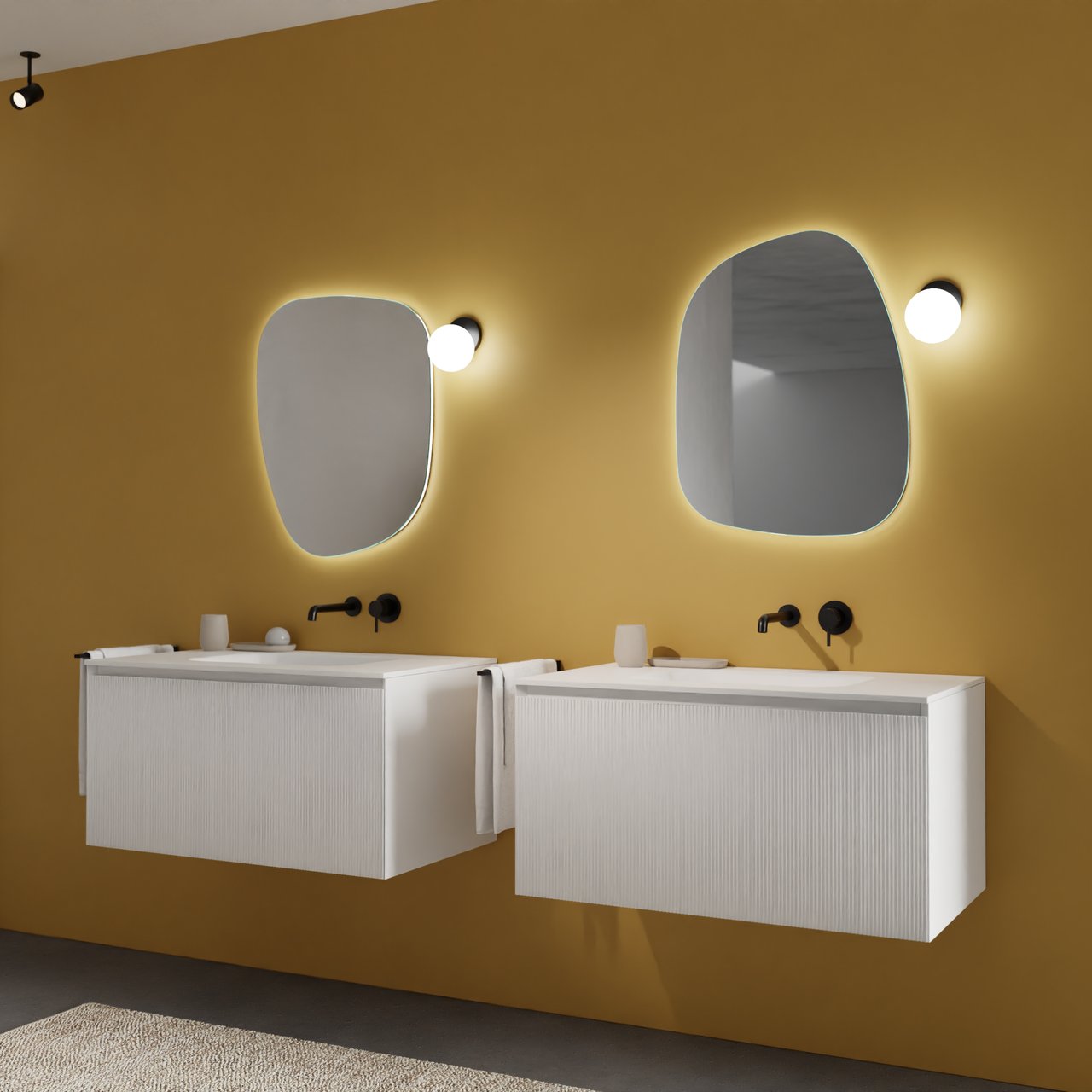 Balmani Cloud organisch badkamerspiegel 58 x 72 cm met spiegelverlichting en anti-damp
