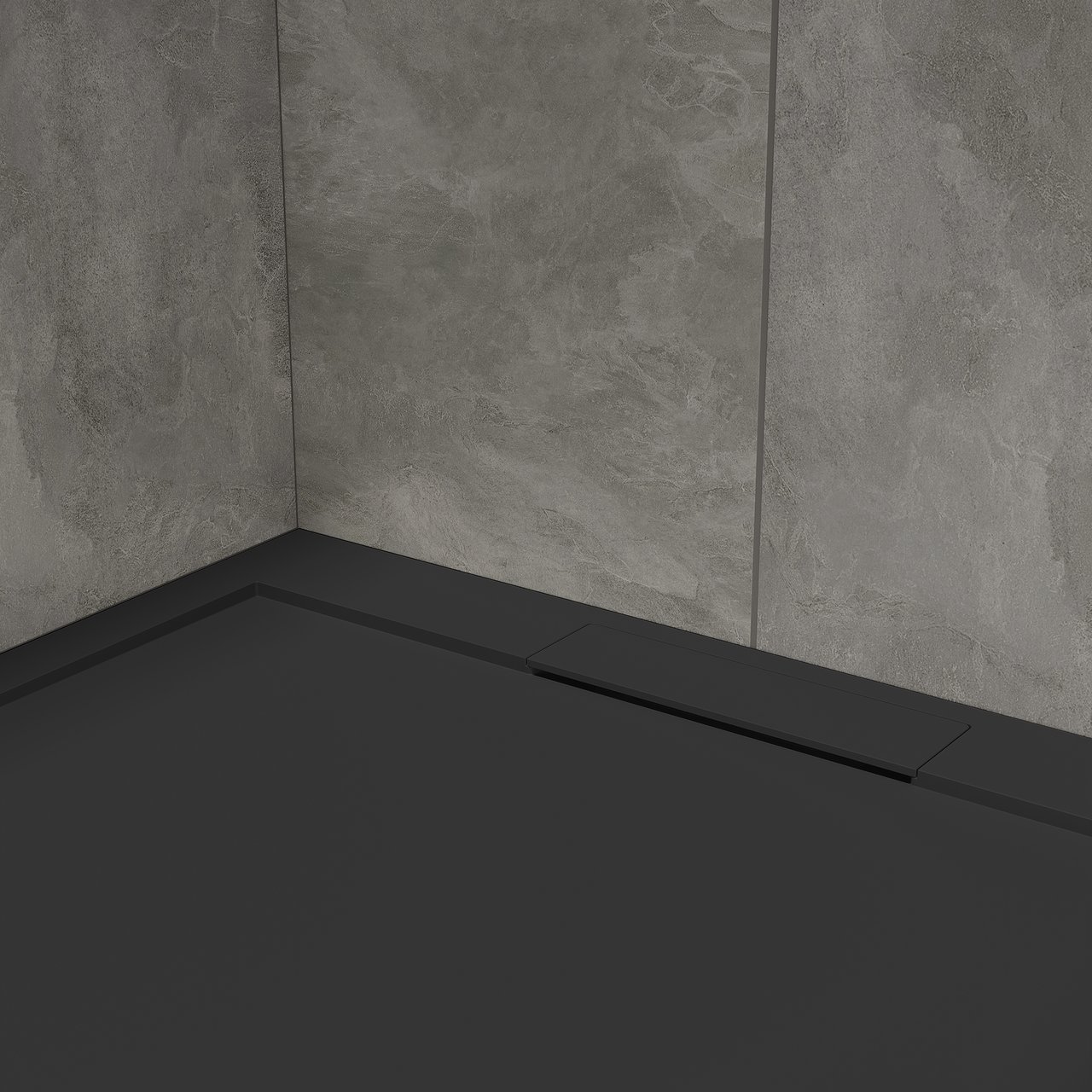Balmani Andes douchebak 120 x 90 cm top solid Mat Zwart