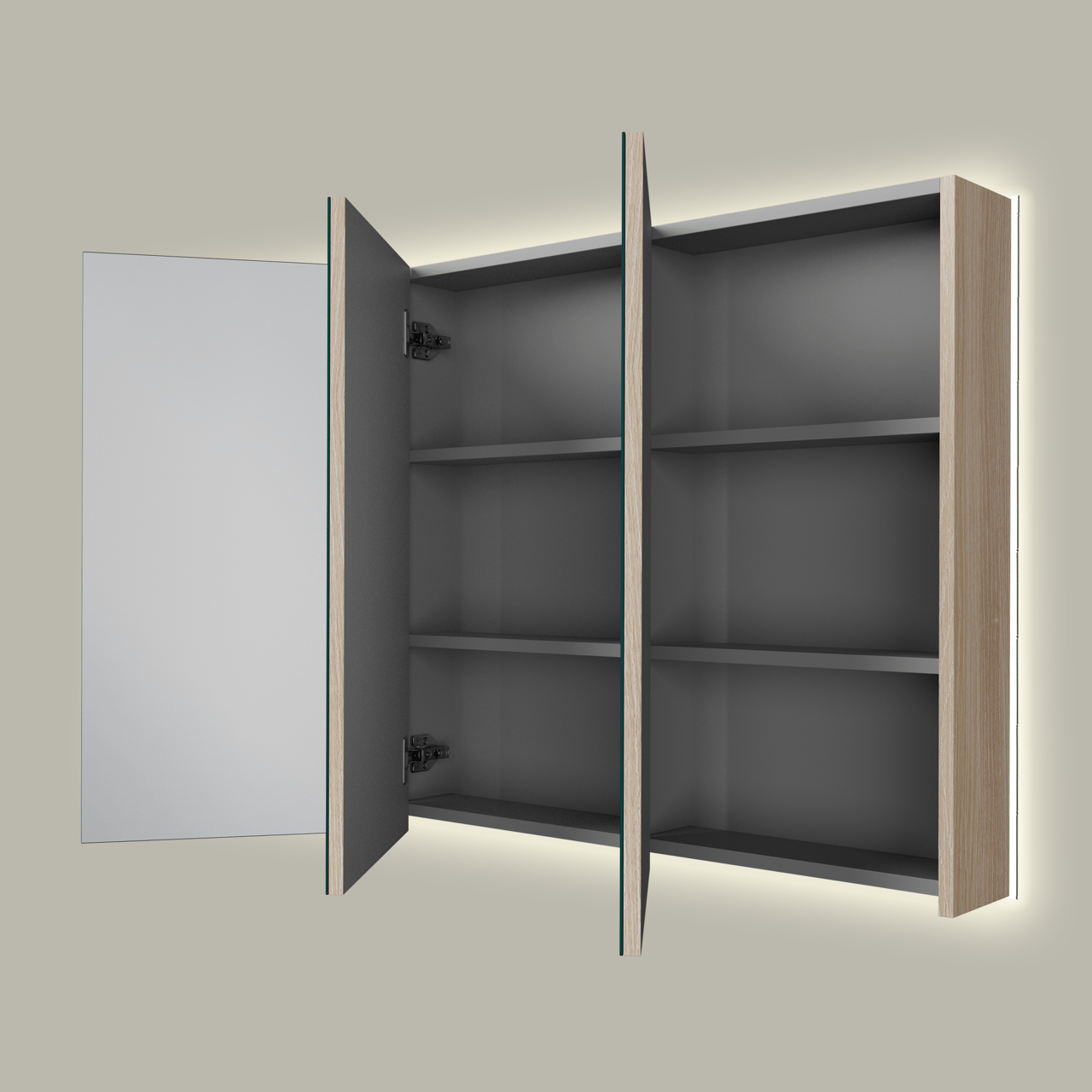 Linie Montro spiegelkast 120 x 75 cm licht eiken met spiegelverlichting