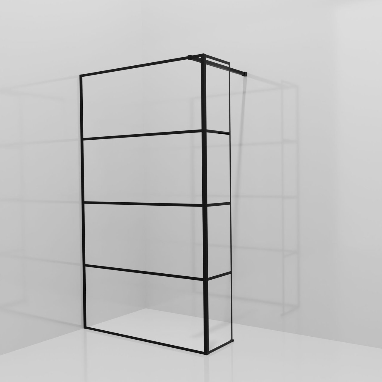 Balmani Modular Walk-In Dusche mit fester Seitenwand: 120 x 200 cm, Lined, Profil Schwarz matt