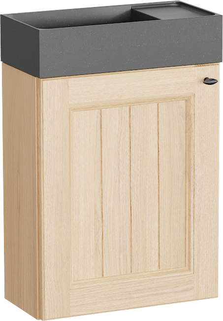Balmani Lemon zwevend toiletmeubel 42 x 21 cm natuur eik met Dama wastafel in verzoete graniet