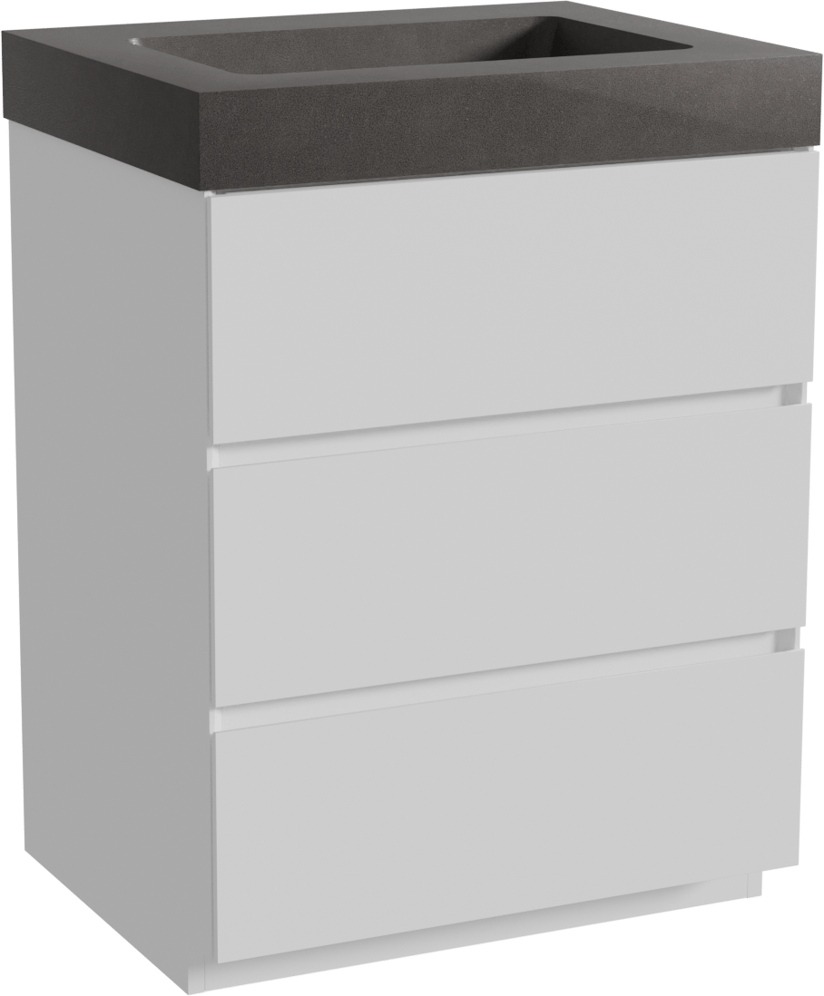 Storke Edge staand badkamermeubel 65 x 52 cm mat wit met Scuro High enkele wastafel in kwarts mat zwart