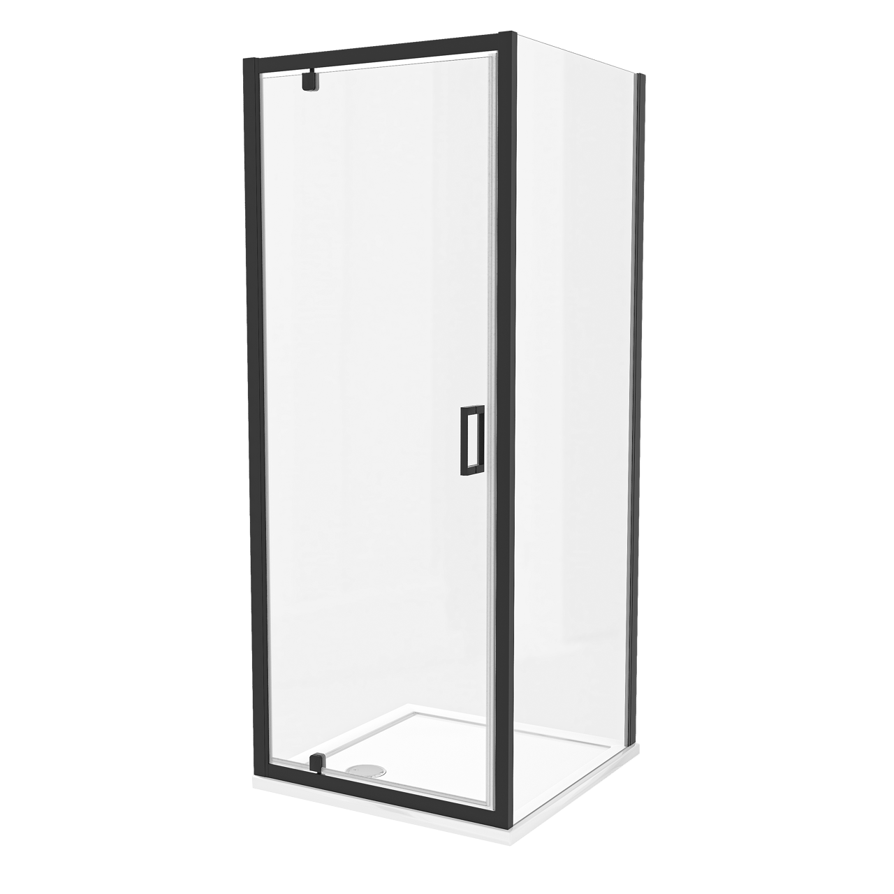 Luca Varess Vidor douchehoek met draaideur en vaste zijwand 80 x 80 cm helder glas mat zwart profiel