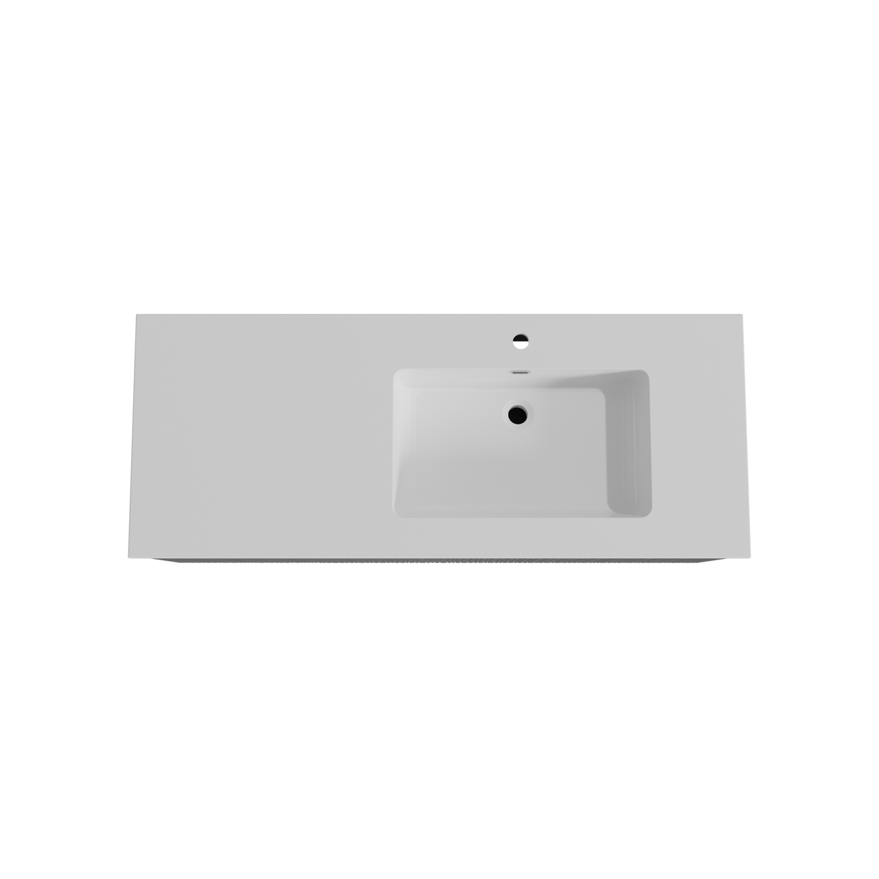 Storke Ribs zwevend badmeubel 130 x 52 cm zwart eiken met Diva asymmetrisch rechtse wastafel in composietmarmer hoogglans wit, Verticale asymmetrische rechte ribbel