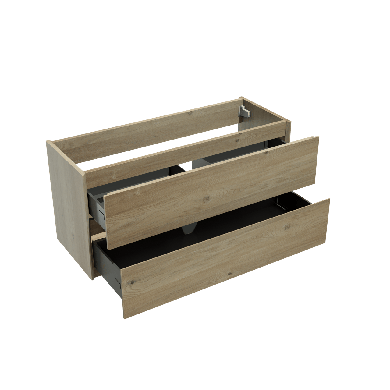 Storke Edge hängender Waschbeckenunterschrank: 100 x 40 cm, Eiche rustikal, 2 Schubladen
