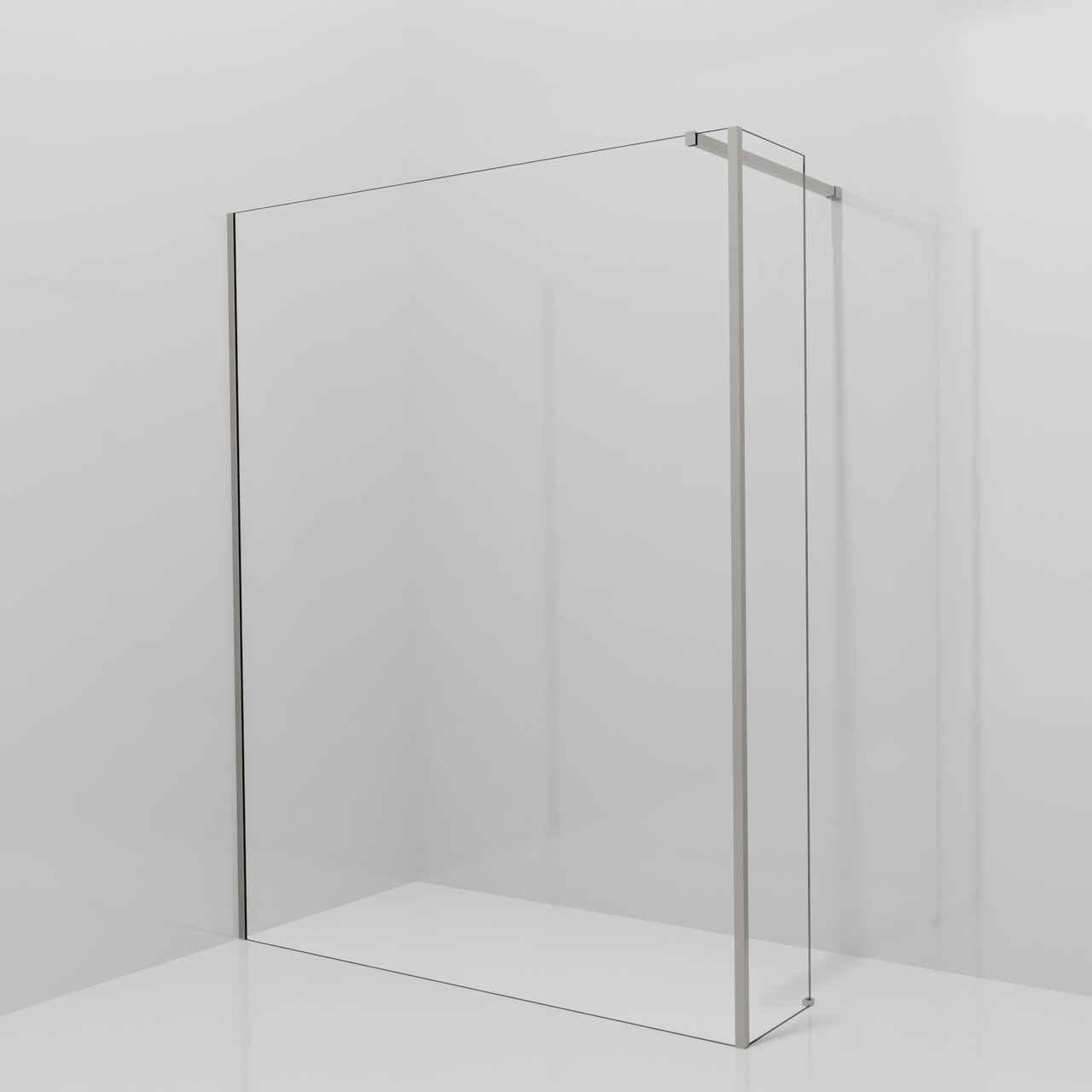 Balmani Modular douche à l'italienne avec paroi latérale fixe: 160 x 200 cm, Verre transparent, Profil Brushed Inox