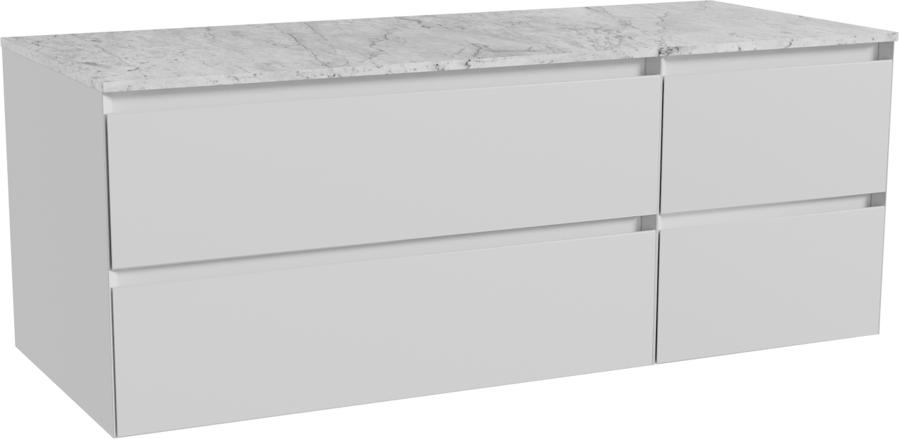 Balmani Mitra meuble salle de bains suspendu 135 x 55 cm blanc mat avec Stretto tablette simple ou double en marbre carrara