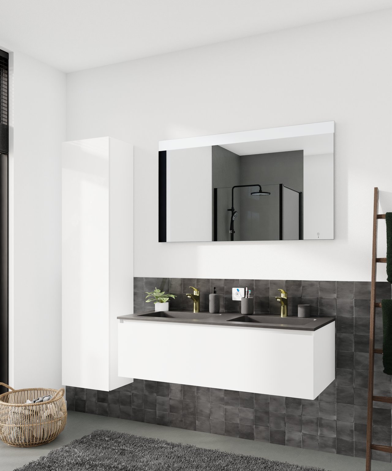 Storke Scuro doppelwaschtisch, Quarz matt, 120 x 52 cm