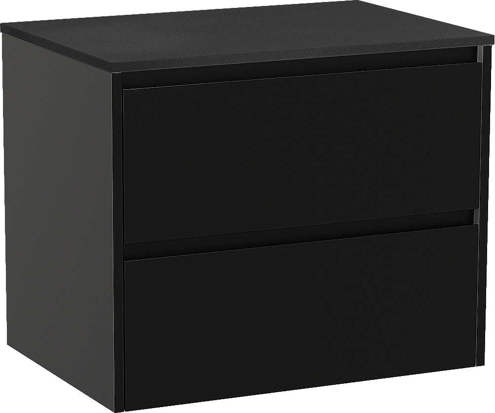 Storke Seda zwevend badkamermeubel 75 x 52 cm mat zwart met Panton enkel tablet in gepoedercoate mdf mat zwart