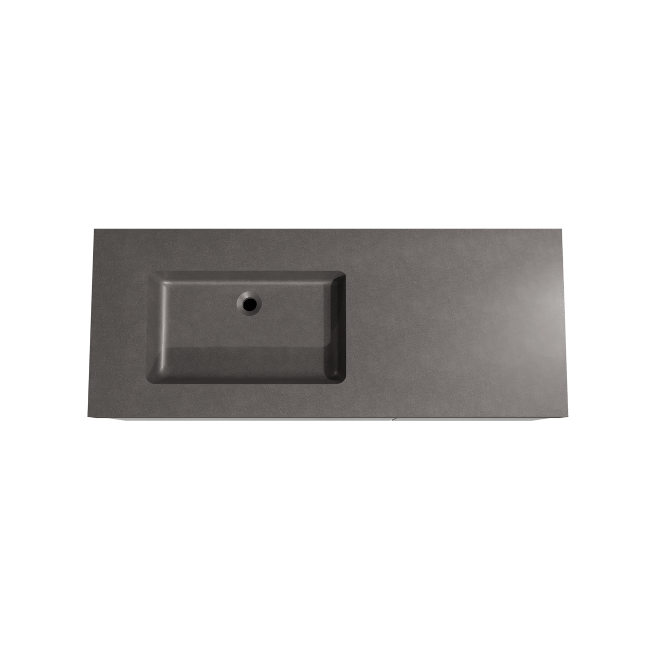 Storke Edge zwevend badkamermeubel 130 x 52 cm beton donkergrijs met Scuro High asymmetrisch linkse wastafel in kwarts mat zwart