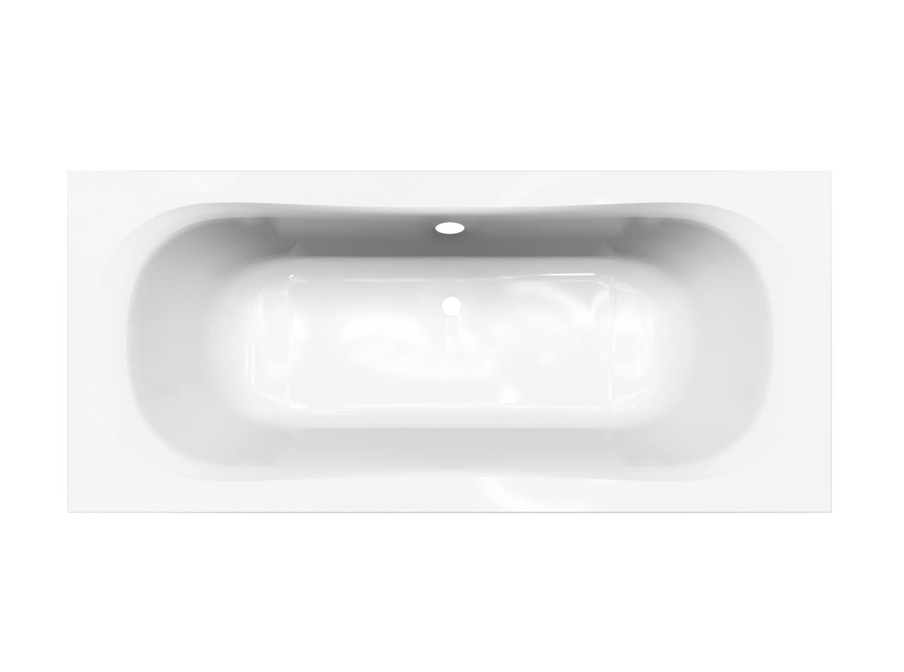 Linie Tessa 2-Personen-Einbaubadewanne: 180 x 80 cm, Acryl, Weiß Glänzend
