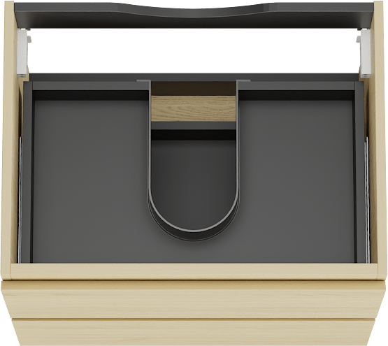 Linie Lado hängender Waschbeckenunterschrank: 60 x 46 cm, Skandinavische Eiche, 2 Schubladen