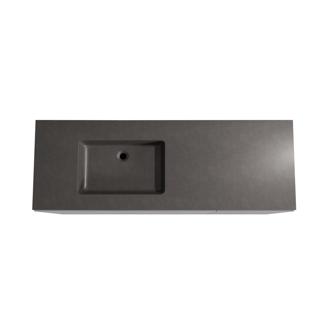 Storke Edge staand badmeubel 150 x 52 cm beton donkergrijs met Scuro asymmetrisch linkse wastafel in kwarts mat zwart