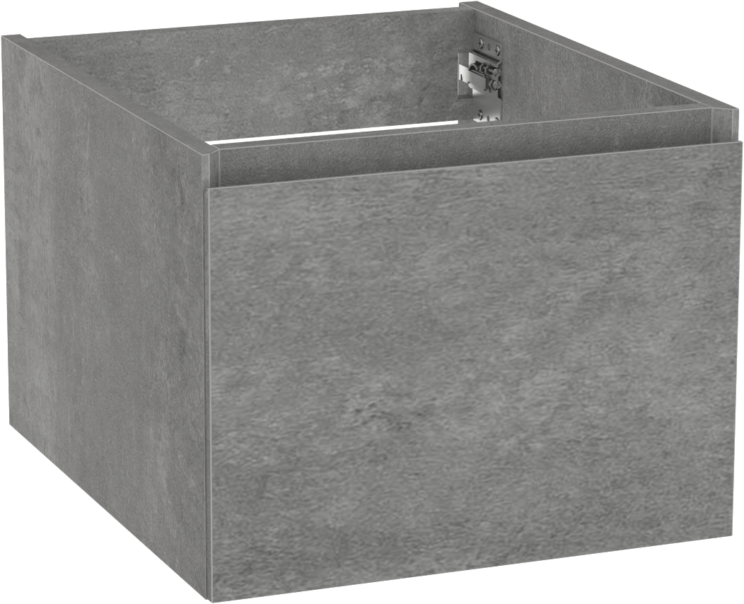 Storke Edge hängender Waschbeckenunterschrank: 45 x 52 cm, Beton dunkelgrau, 1 Schublade