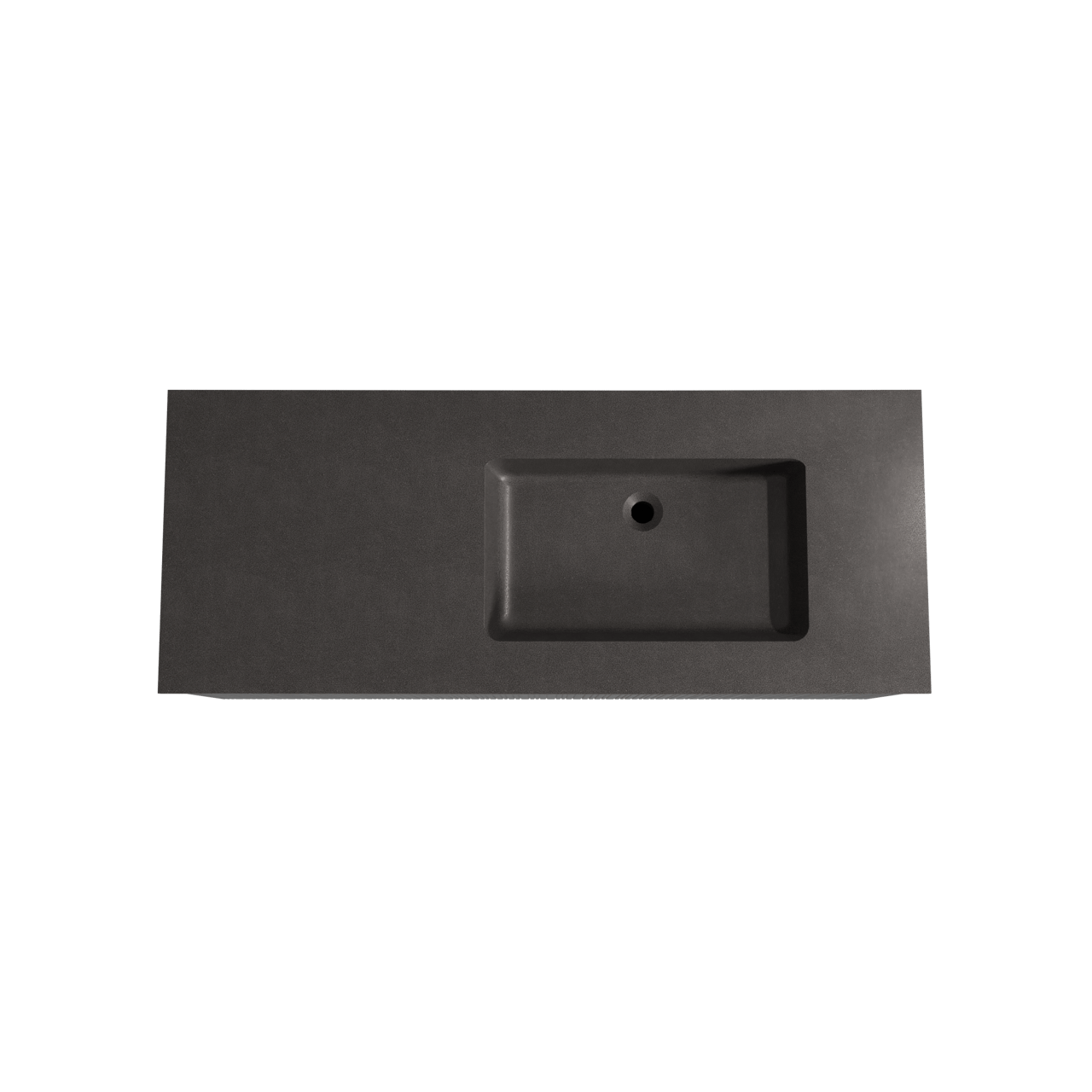 Storke Ribs zwevend badmeubel 130 x 52 cm zwart eiken met Scuro asymmetrisch rechtse wastafel in kwarts mat zwart, Verticale asymmetrische rechte ribbel