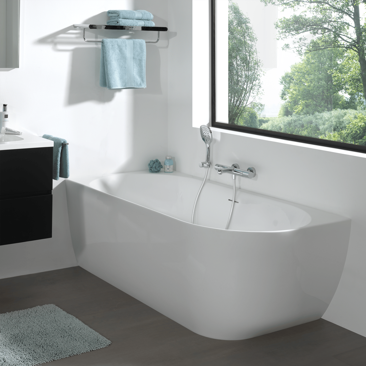 Luca Varess Otello tweepersoons hoekbad links 180 x 85 cm acryl Glanzend Wit, inclusief crepine