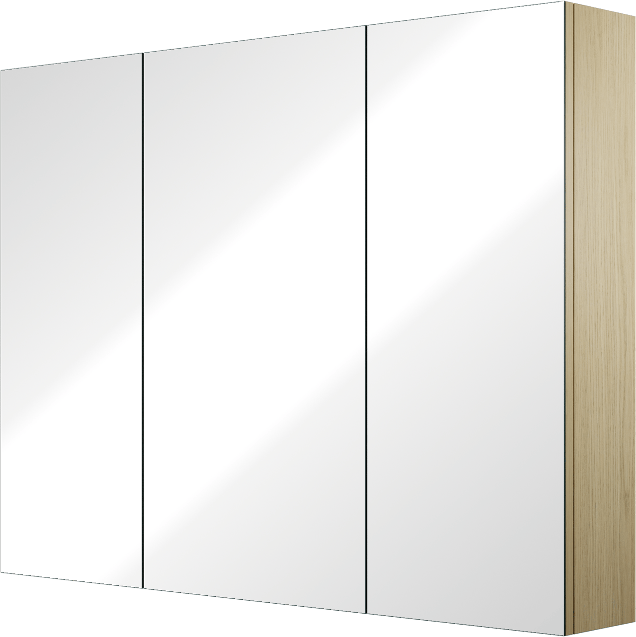 Linie Montro Spiegelschrank Bad: 100 x 75 cm, skandinavische Eiche