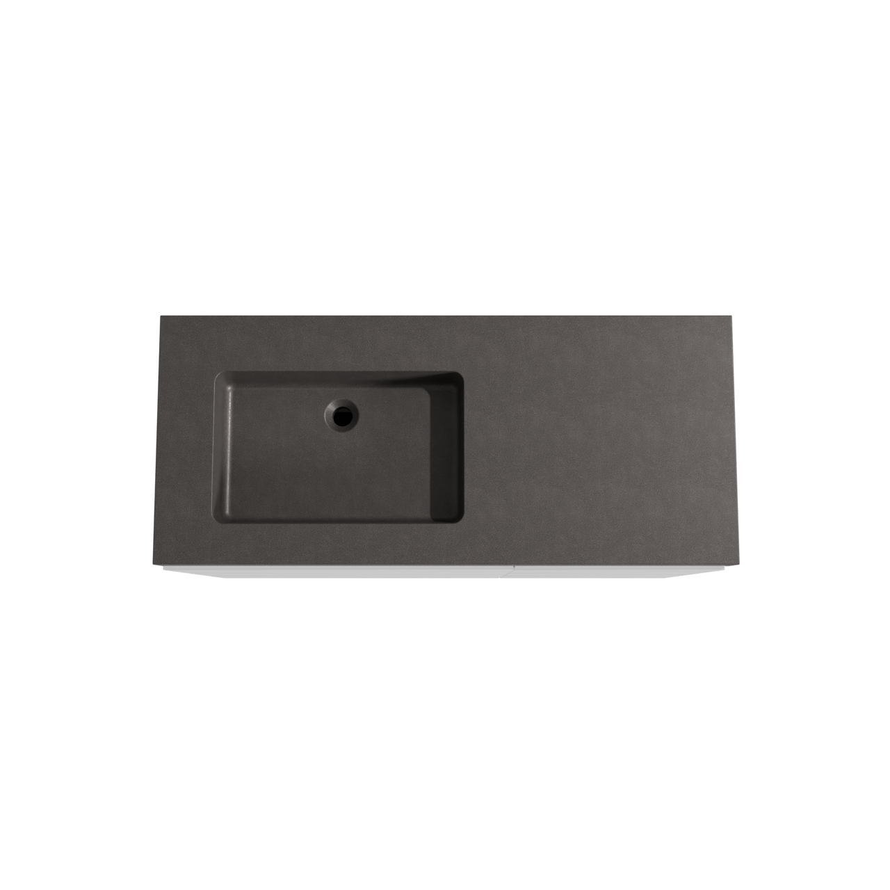 Storke Edge staand badkamermeubel 120 x 52 cm mat wit met Scuro High asymmetrisch linkse wastafel in kwarts mat zwart