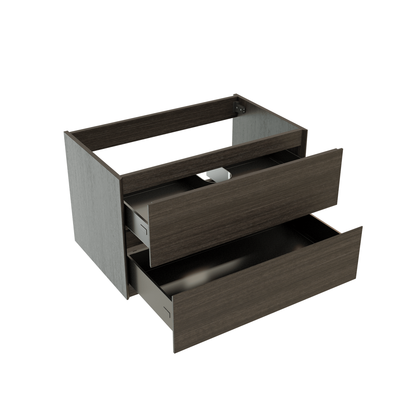Storke Edge hängender Waschbeckenunterschrank: 85 x 52 cm, Eiche dunkel, 2 Schubladen