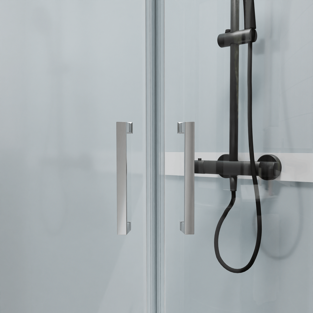 Luca Varess Talan kwartronde douchecabine met schuifdeuren 90 x 90 cm helder glas mat chroom profiel